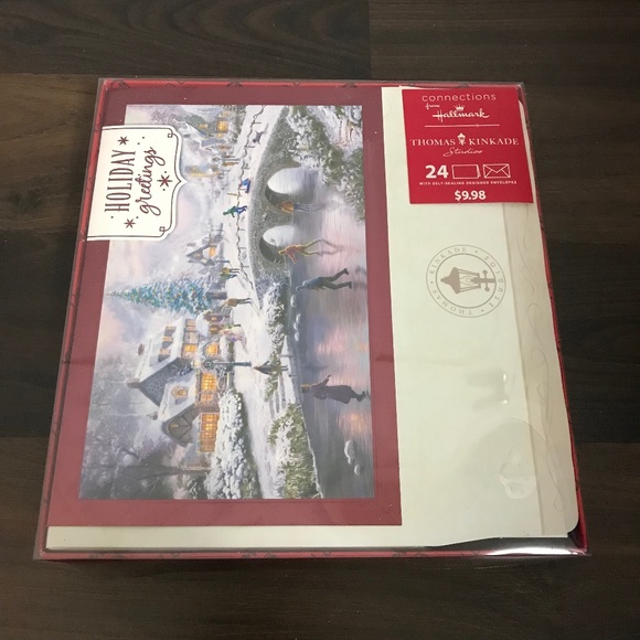 NEW 24 PACK Thomas Kinkade Hallmark Holiday Greetings Christmas Cards Boxed - Picture 3 of 3
